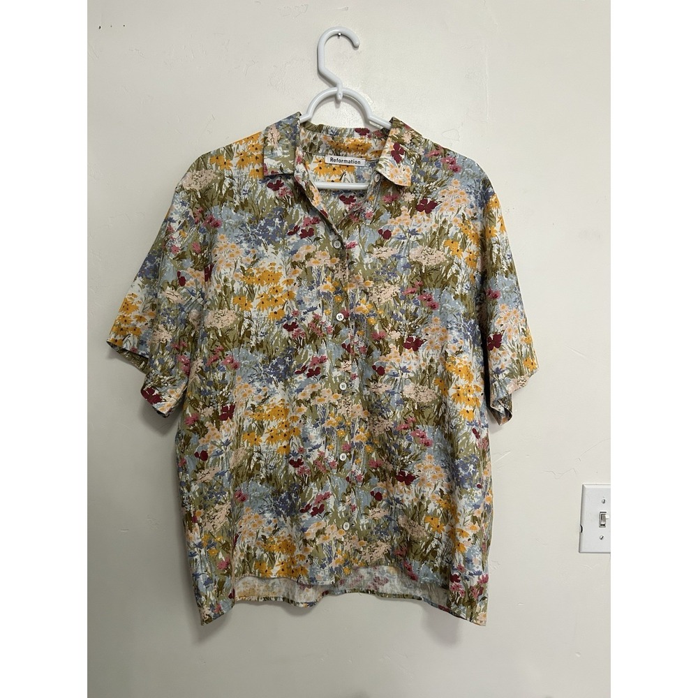 Reformation Aventura Linen Floral Top in‎ Countryside size Large
